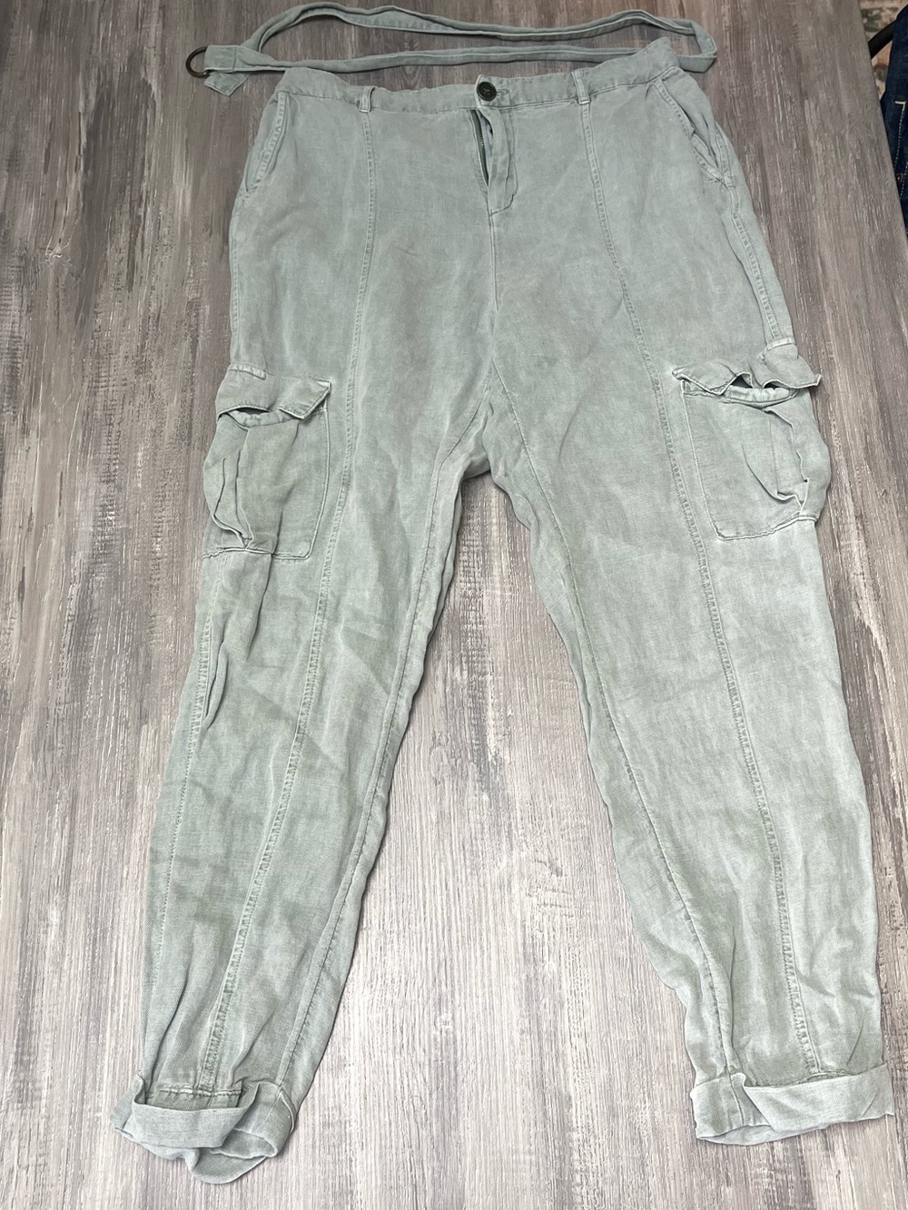 Nicole Miller Sage Green Cargo Pants with Belt